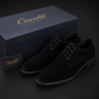 Pantofi barbati din piele naturala intoarsa - Model Negru103NVEL